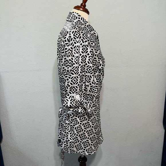 Lane Bryant Plus Women Black & White Oversized Wrap Tunic Formal Shirt Sz 22/24 - Picture 12 of 17